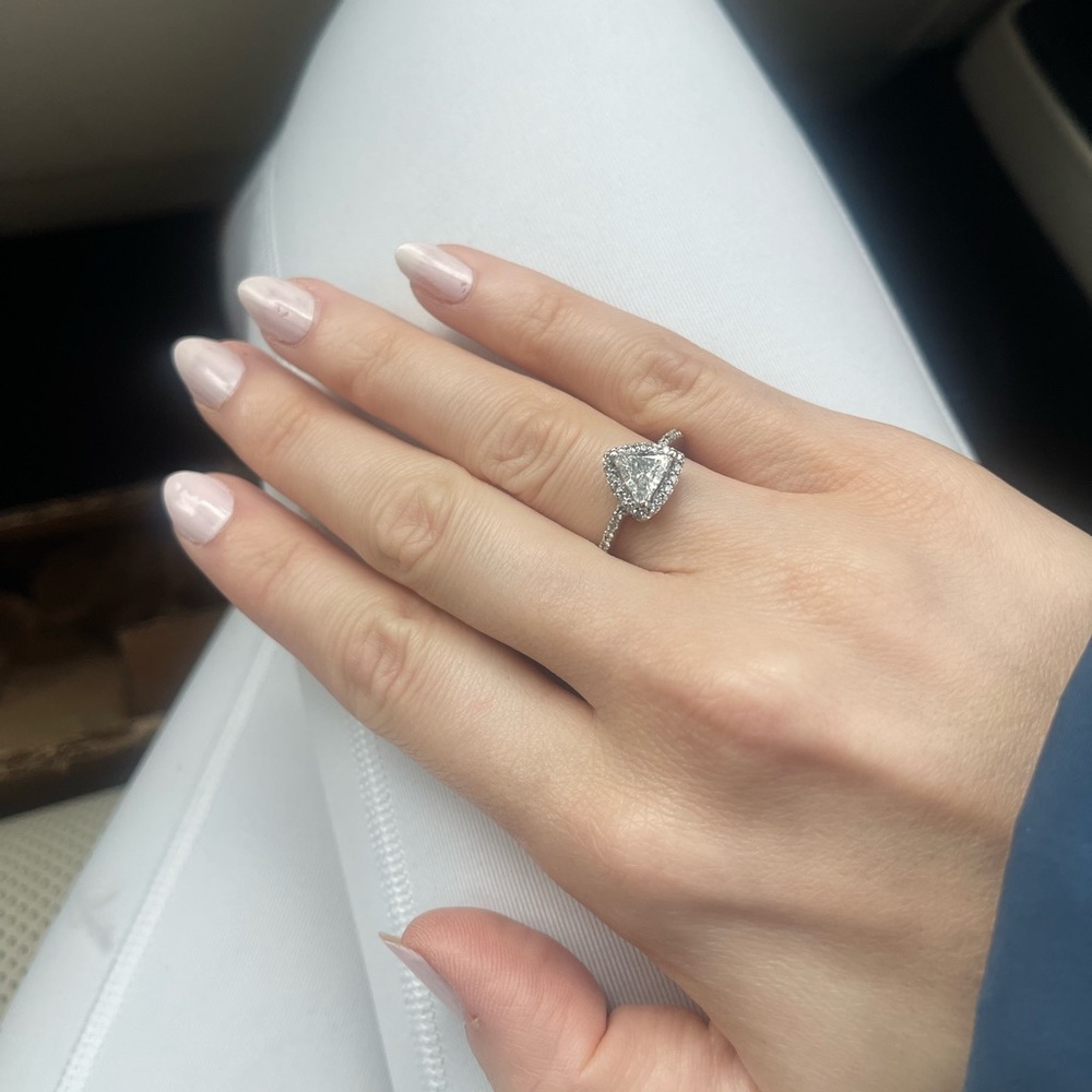 Natural Diamond halo ring in 14k white gold setting